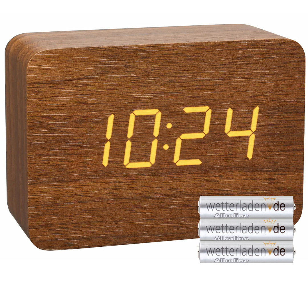 TFA Dostmann Design Funk-Wecker in Holz-Optik Clocco, 60.2549, Kunststoff, L 100 x B 41 x H 70mm (br