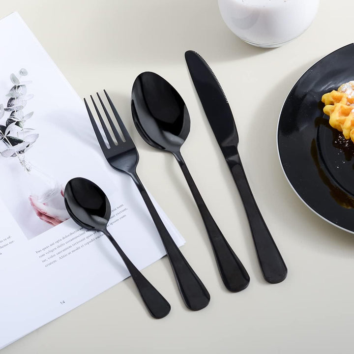 OBR KING Besteck Schwarz 16-teilig Besteckset aus 18/0 Edelstahl, Bestecksets einschliesslich Messer