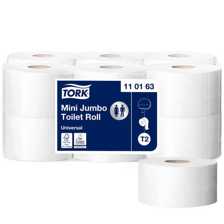 Tork 110163 Mini Jumbo Toilettenpapier in Advanced Qualität für das Tork T2 Mini Jumbo Toilettenpapi