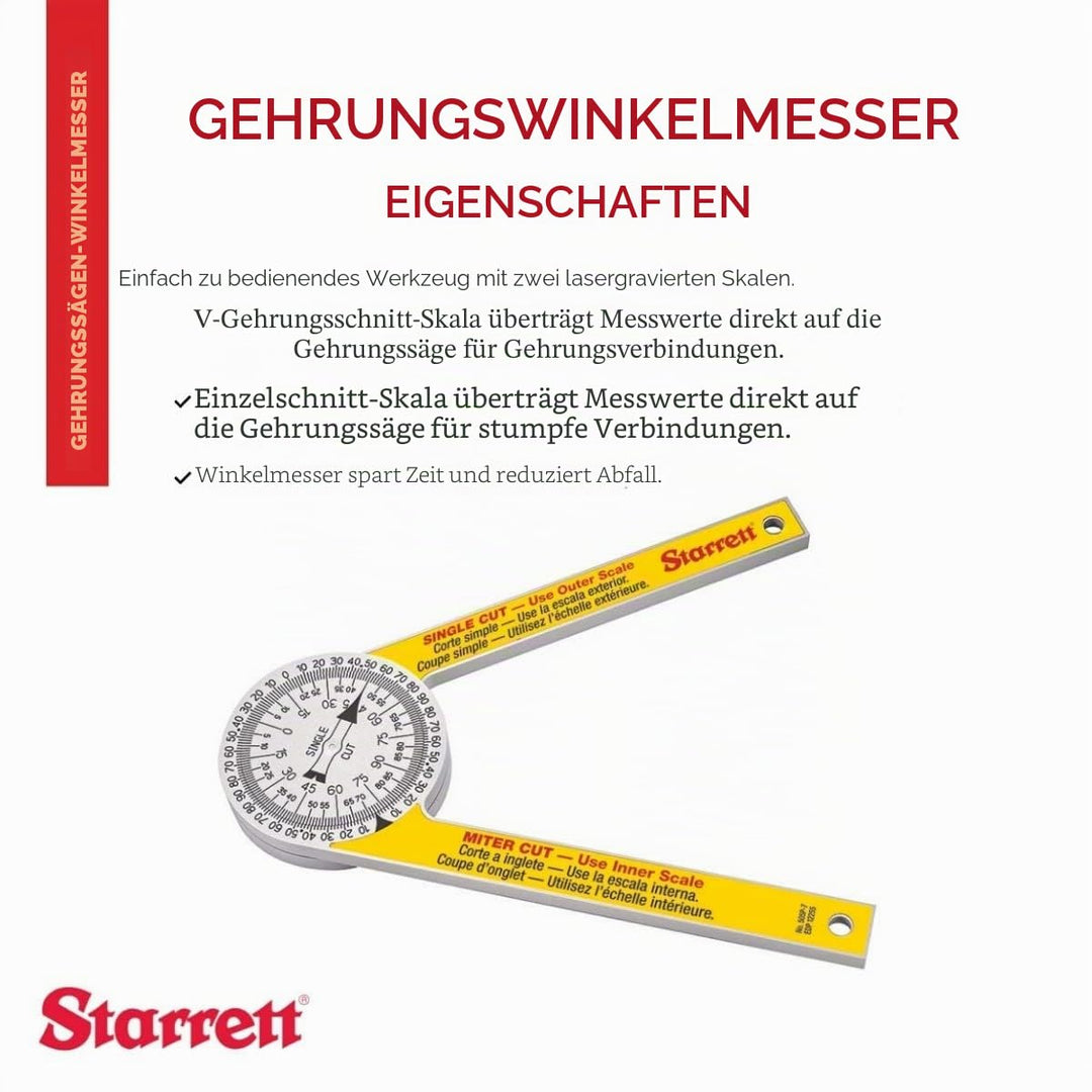 Starrett 505P-7 Gehrungssäge Winkelmesser 17,8 Cm, Gelb und Weiss, 17,8 Cm, Gelb und Weiss