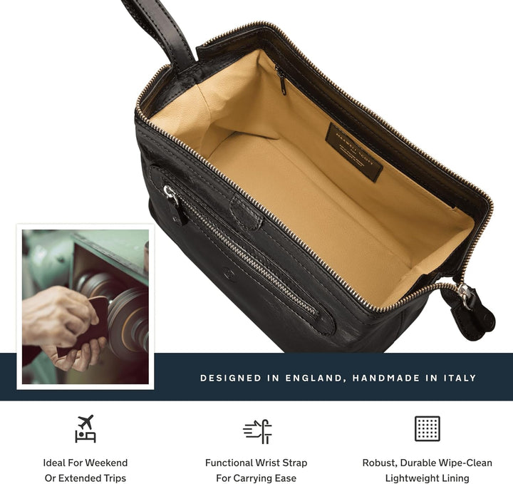 Maxwell-Scott Luxus Leder Kulturtasche (DunoL), Schwarz, large Schwarz Nicht-personalisierte, Schwar