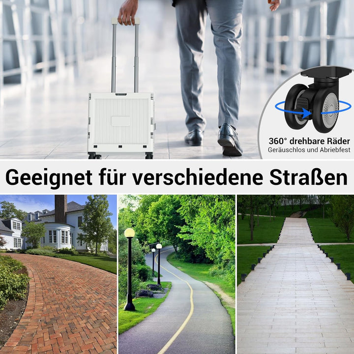 Einkaufstrolley klappbar, Einkaufswagen bis 30 kg, Transportbox mit 4 Rollen, Shopping Trolley Verst