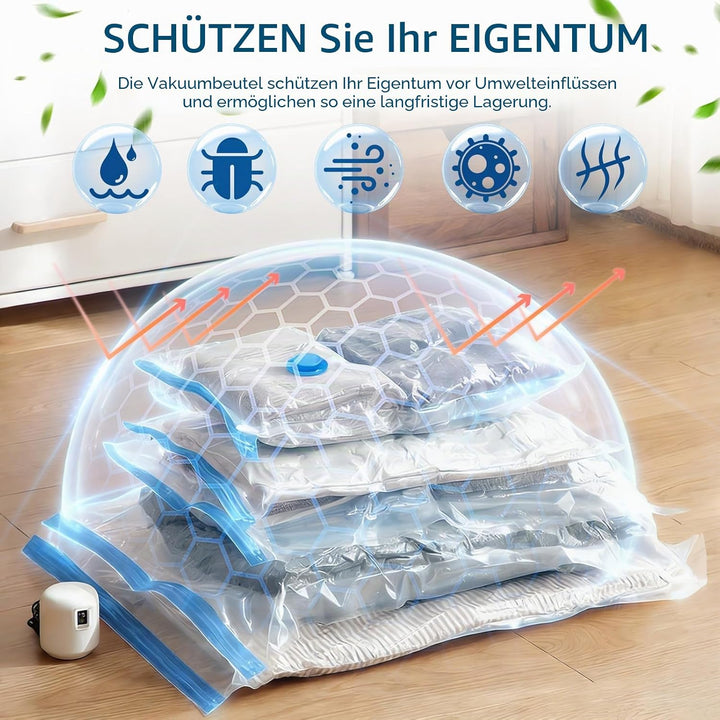 Vakuumbeutel für Kleidung mit Pumpe, 20 Stück Vacuum Bags für Bettdecken,Kleidung,Reise,Kissen, Clot