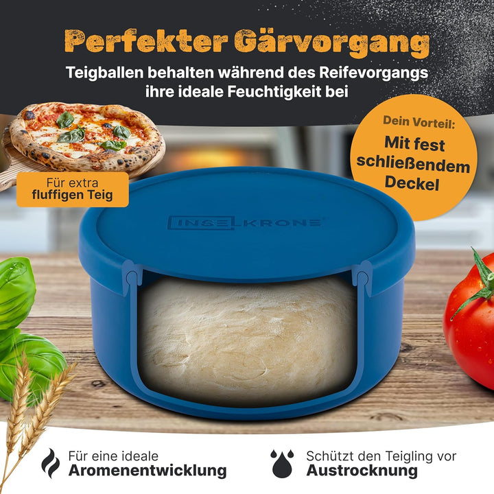 Pizzaballenbox mit Deckel 2er Set - Perfekt als Pizzabox, Gärbox & Teigbox - bis zu 350g Pizzateig B