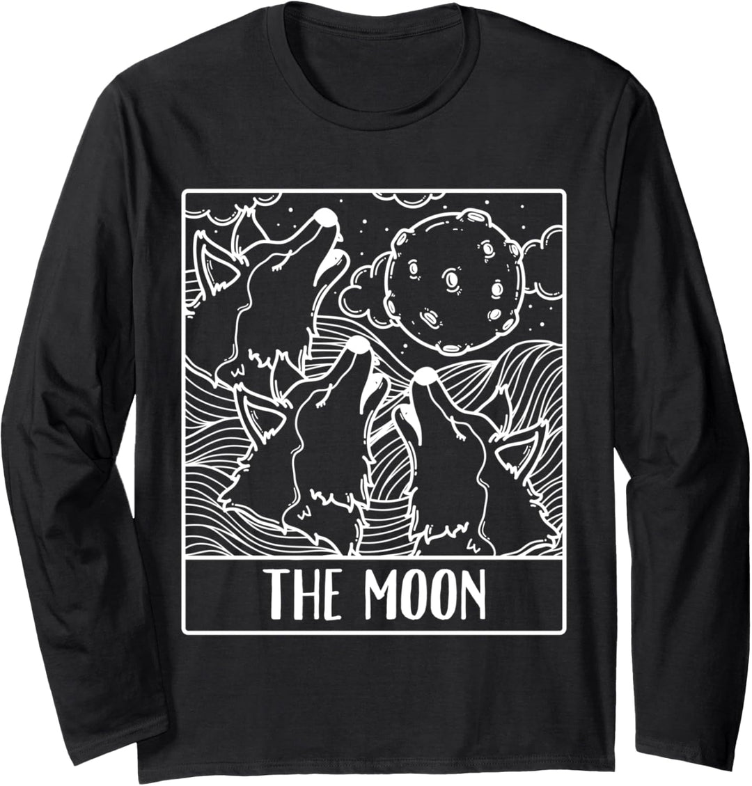 Wolf Wolves The Moon Tarot Card Men Women Langarmshirt