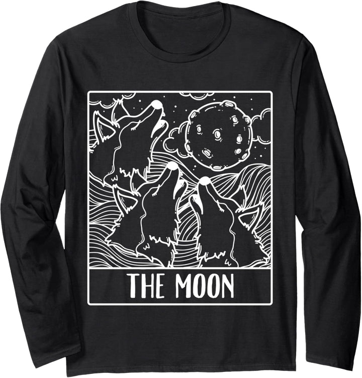 Wolf Wolves The Moon Tarot Card Men Women Langarmshirt