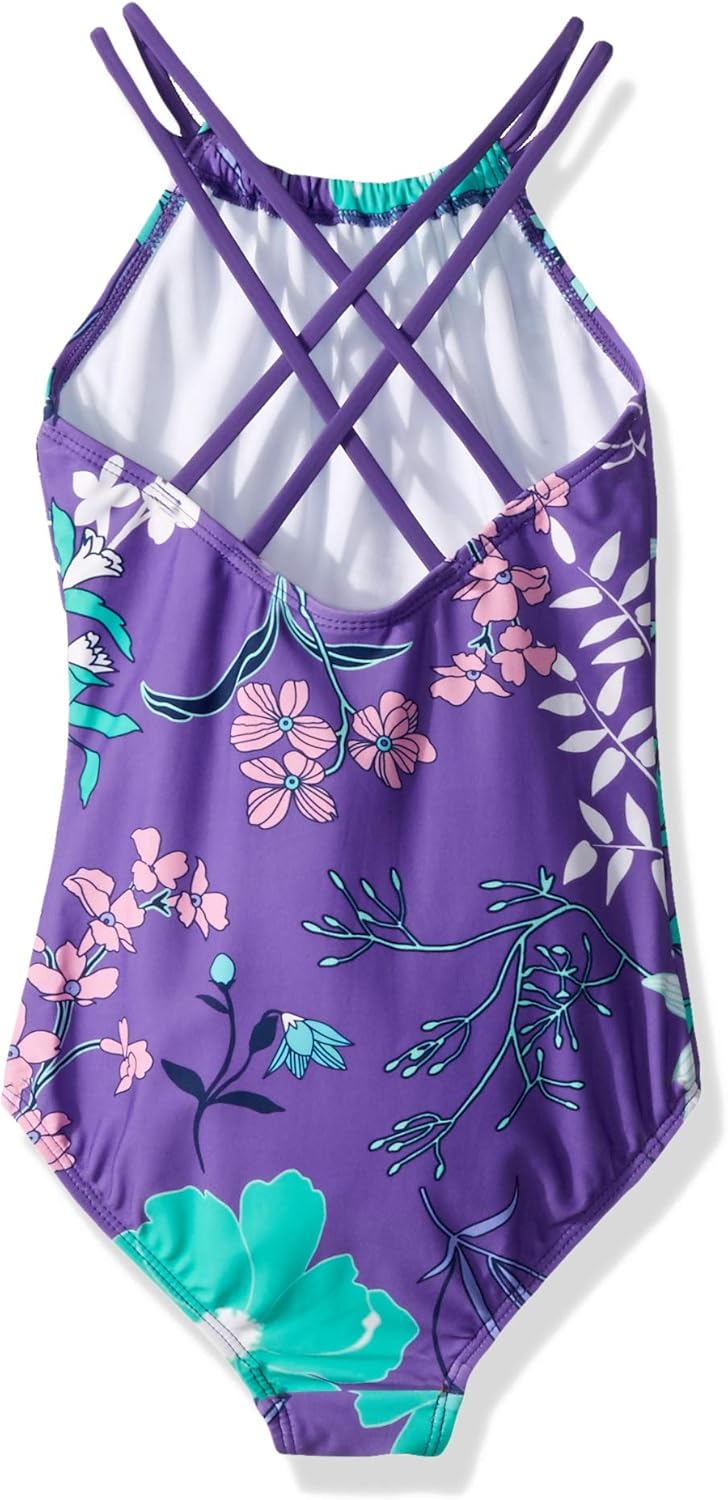 Kanu Surf Girls' Jasmine Beach Sport Halter One Piece Swimsuit