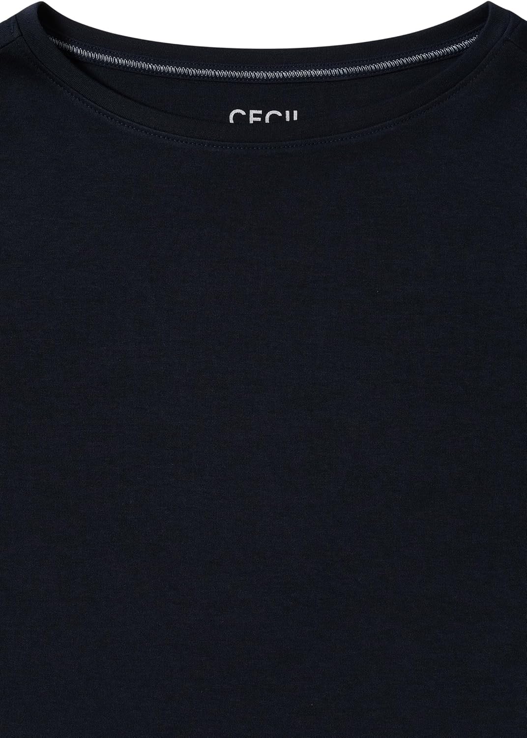 Cecil Damen Boatneck Basic Baumwollshirt U-Boot Ausschnitt L Universal Blue, L Universal Blue