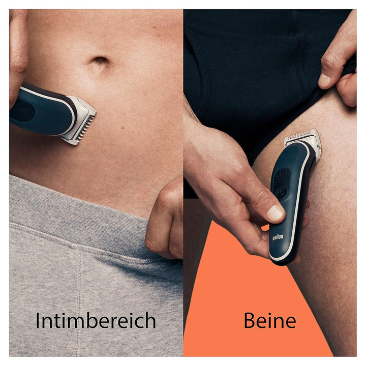 Braun Bodygroomer Series 5, Elektrischer Körperrasierer Herren mit 3 Zubehörteile, Kabelloser Trimme