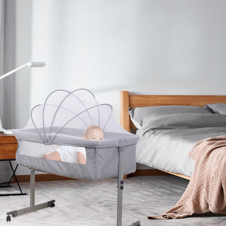 homewell Babybett Beistellbett, Wiege mit Moskitonetz, Faltbares, Bequeme Matratze, Seiten aus Netz,