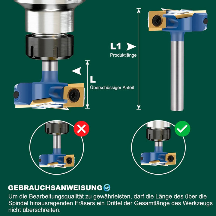 Planfräser 8mm Schaft 4 Zähne Ø 38.1mm Planfräser für oberfräse Hobmlfräser mit Wendeplatten Nutfräs