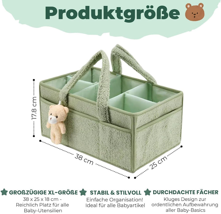 Wickeltasche Organizer, Wickelorganizer, Wickeltisch Organizer, Tragbarer Wickelkorb mit Fächern Gri