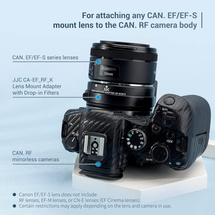 JJC EF-EOS R AF Objektivhalterung Adapter mit V-ND C-PL UV Steckfilter, ersetzt Canon Bajonettadapte