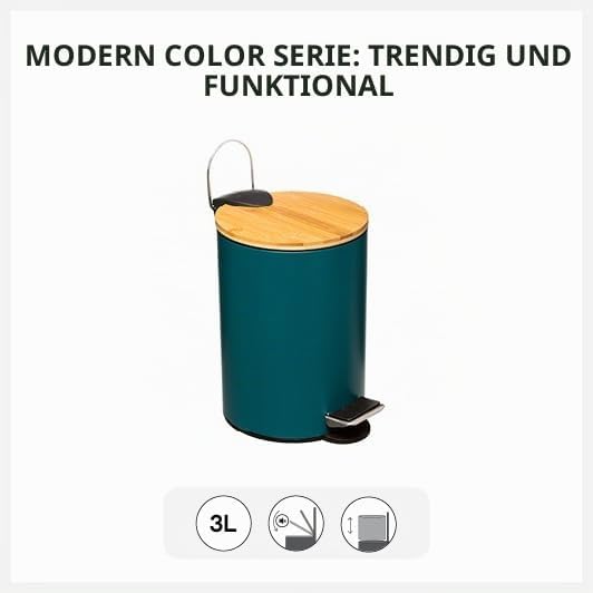 5five - Soft Close 3l modern Color mülleimer Petrolblau 3L Smaragdgrün, 3L Smaragdgrün