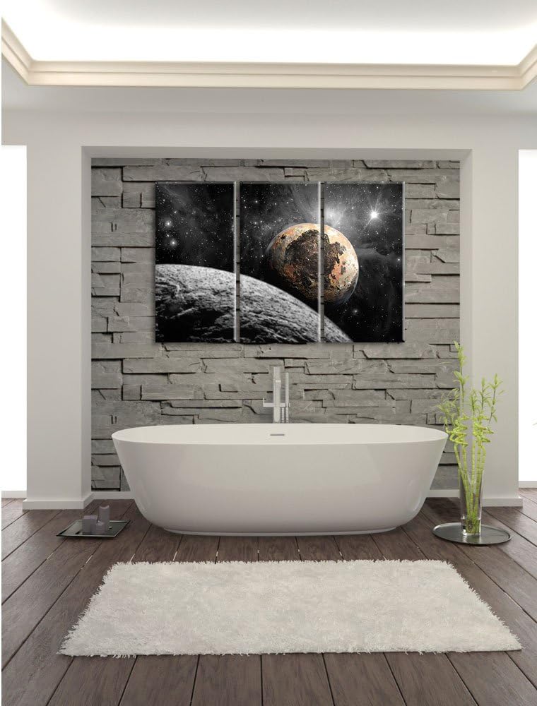 Pixxprint Alien Planeten im Weltall als Leinwandbild/Grösse: 3 Teilig (120x80 cm) cm/Wandbild/Kunstd