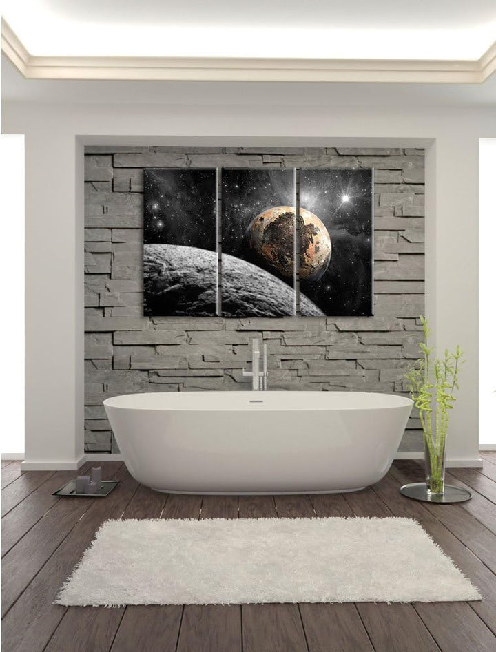 Pixxprint Alien Planeten im Weltall als Leinwandbild/Grösse: 3 Teilig (120x80 cm) cm/Wandbild/Kunstd