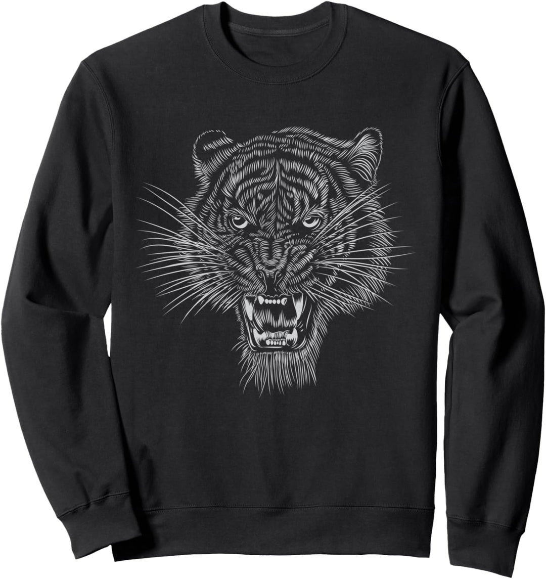 Tiger Head Zeichnung Sweatshirt