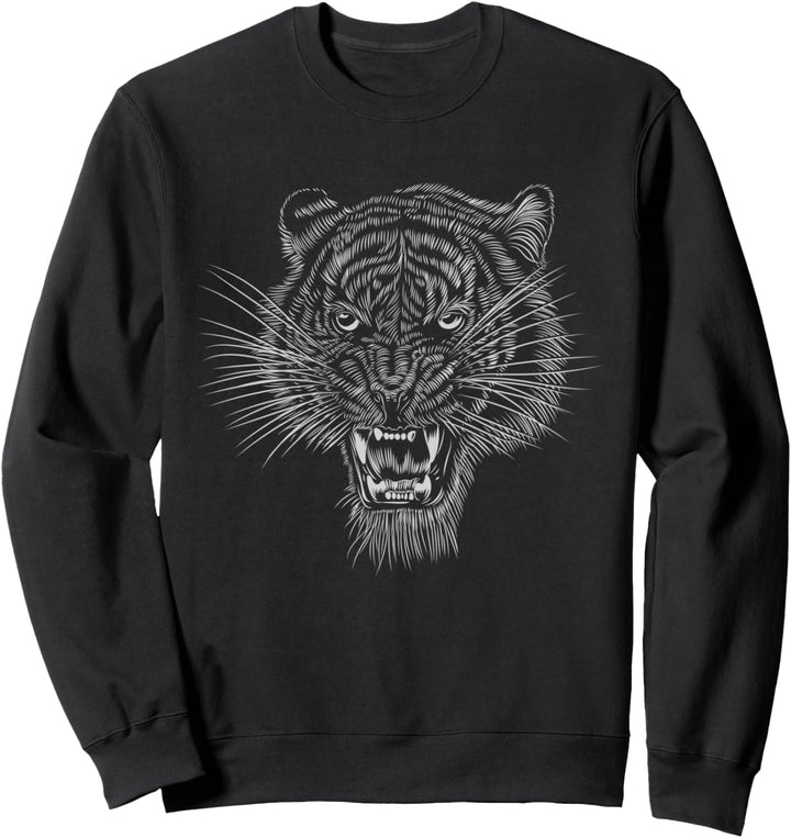 Tiger Head Zeichnung Sweatshirt