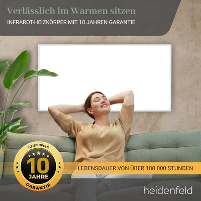 Heidenfeld Infrarotheizung HF-HP100-2 | 𝟭𝟬 𝐉𝐀𝐇𝐑𝐄 𝐆𝐀𝐑𝐀𝐍𝐓𝐈𝐄 - App Steuerung - 300-1000 Watt - Infrarot