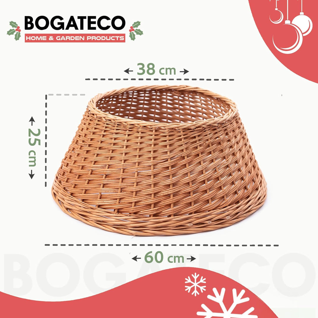 BOGATECO Weidenkorb für den Weihnachtsbaum 60cm Durchmesser | Weihnachtsbaum Rock aus Weide | Weihna