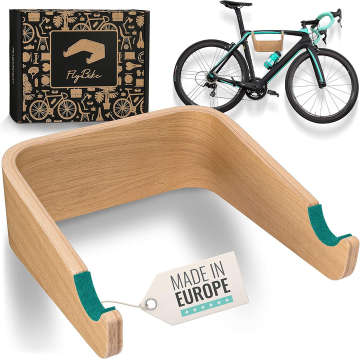 madeco Fahrrad Wandhalterung Holz - FlyBike S Eiche - Design Fahrradhalterung Wand Aufhängung für Wo