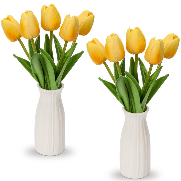 Kunstblumen Künstliche Tulpen Blumen Wie Echt Real Touch Tulpen, Höhe 30 cm, mit Vase aus Keramik, D