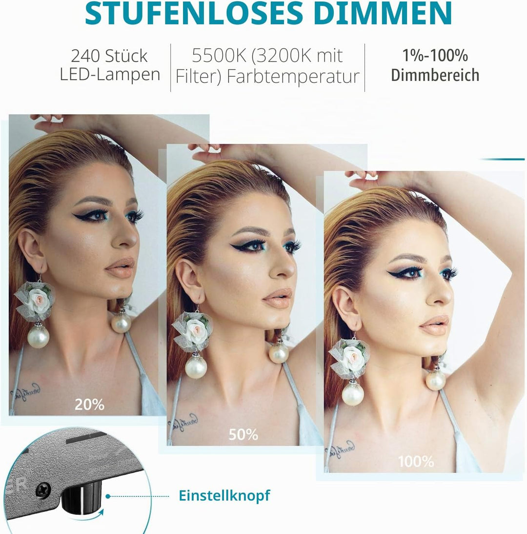 Neewer Kamera Foto Video Ringlicht Kit: 18 Zoll/48 Zentimeter Aussen 52W 5500K dimmbare LED Ringlich