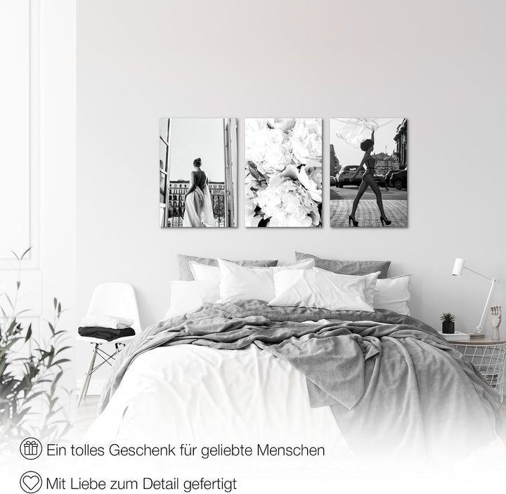 Novart Bilder Set Coco - Kein Extra Rahmen benötigt - Wandbilder für Wohnzimmer Mädchen Teenager - 3