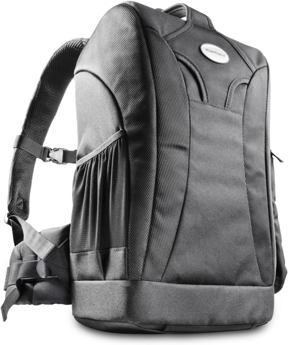 Mantona Trekking Fotorucksack – DSLR Kamerarucksack Kameratasche mit Regenschutz Schwarz Trekking Ru