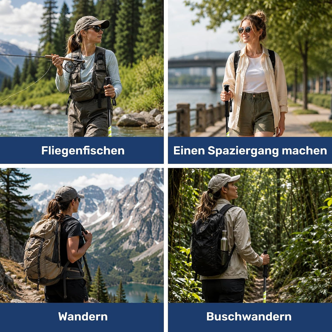 Carbon Trekkingstöcke 2er Set – Nordic Walking Stöcke Damen Herren, Wanderstöcke Teleskop Faltbar, U