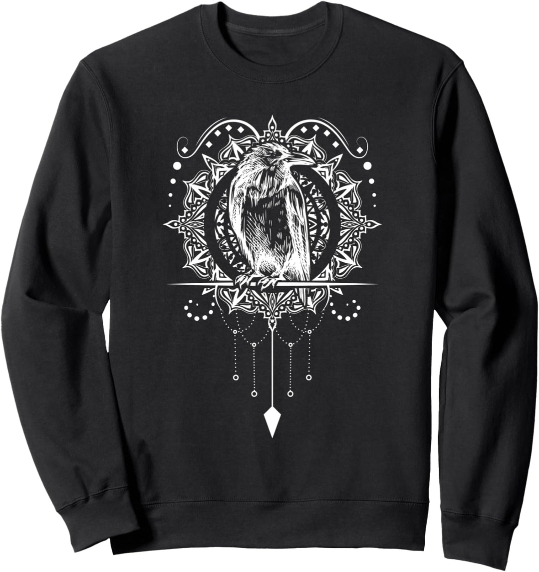 Nordische Mythologie und Wikingerraben mit Rabenmandala Sweatshirt