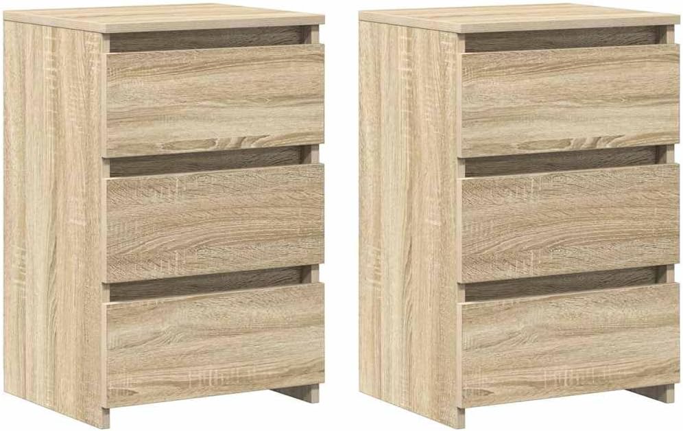 vidaXL 2X Nachttisch mit 3 Schubladen Nachtschrank Nachtkonsole Nachtkommode Schlafzimmer Schrank Ko