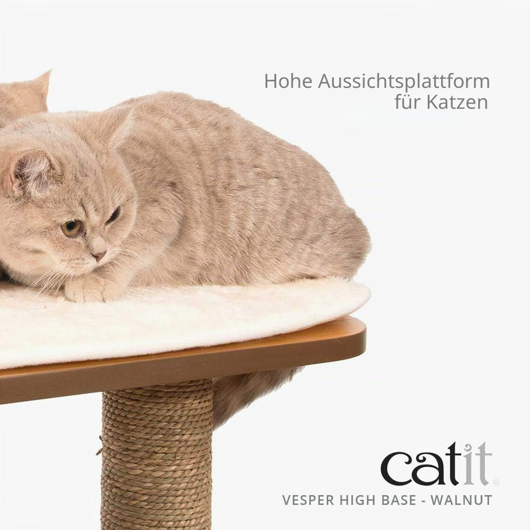VESPER 52045 Katzenmöbel High Base, walnuss, Kubus-Höhle mit zwei Plattformen, 1 Stück (1er Pack) Wa