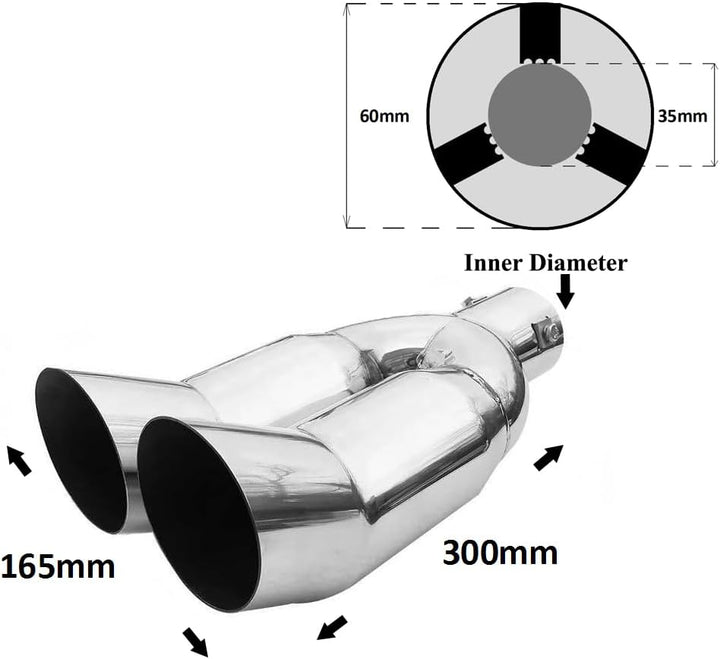 Auspuffblende Doppelrohr Endrohr Edelstahl Auto Endrohrblenden Auspuffendrohr Tuning Universell Scha