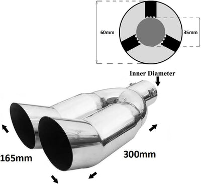 Doppel Auspuffblende Endrohr Auspuff Universell Schalldampfer Doppelendrohr Sport Sportauspuff Endro
