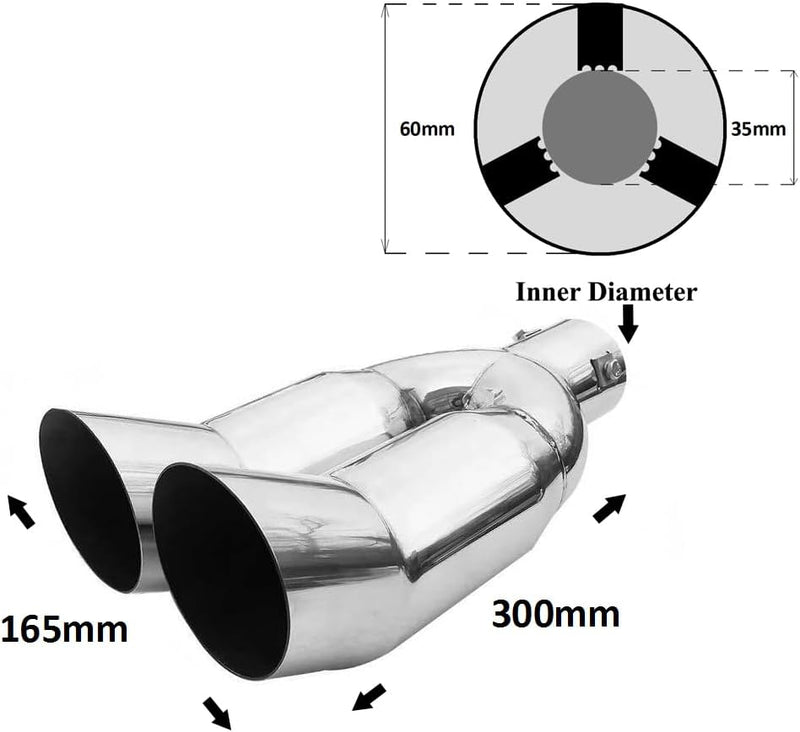 Doppel Auspuffblende Endrohr Auspuff Universell Schalldampfer Doppelendrohr Sport Sportauspuff Endro