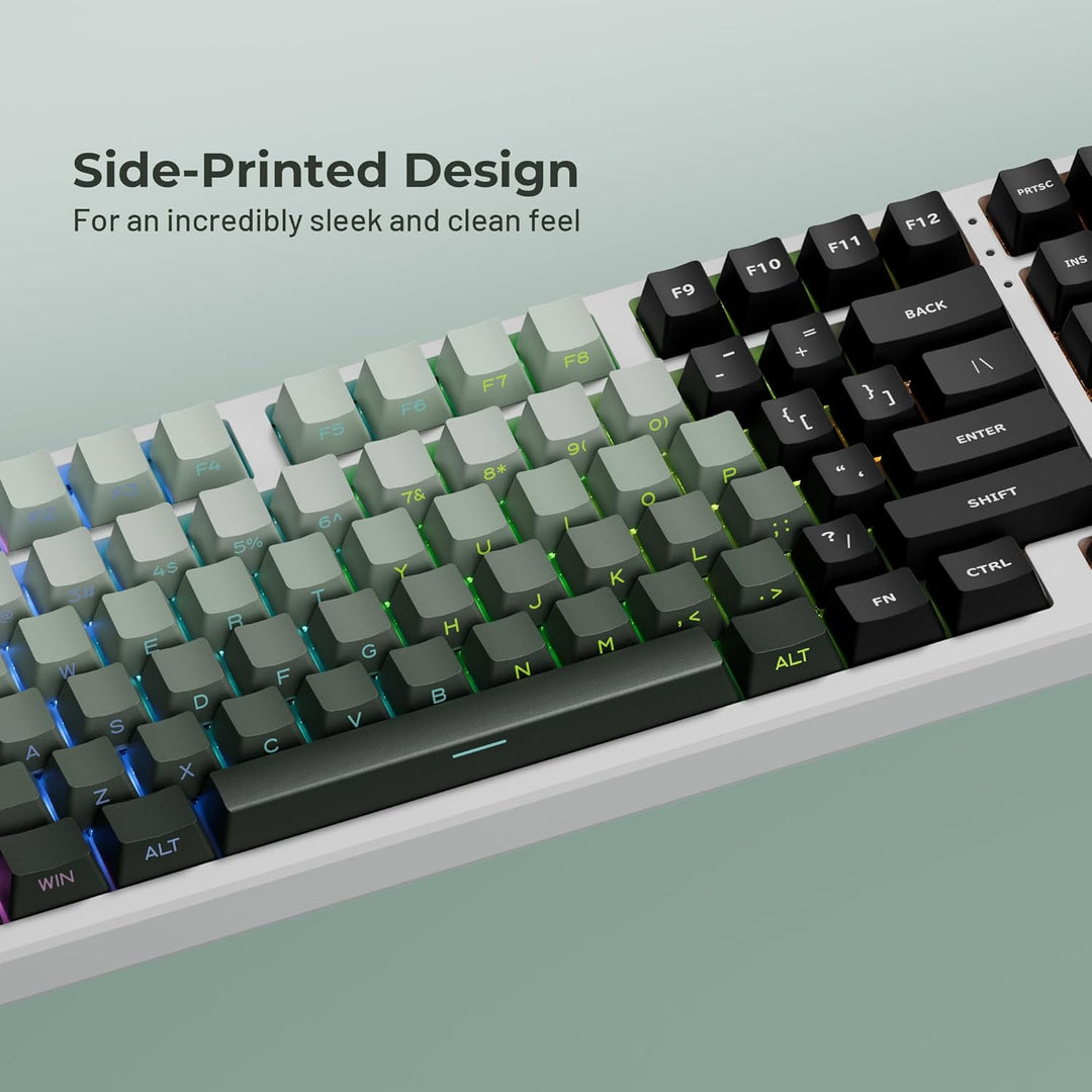 XVX Shine Through Gradient Seaweed Green Keycaps - Side Print, Double Shot PBT, 136 Tasten, OEM-Prof