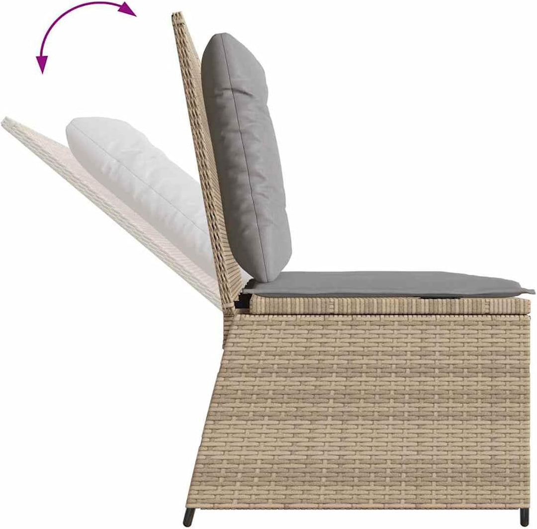 Homgoday Gartenliegebank Beige Poly-Rattan 108 cm Sitzbreite, 2-Personen, für Entspannung und Freilu