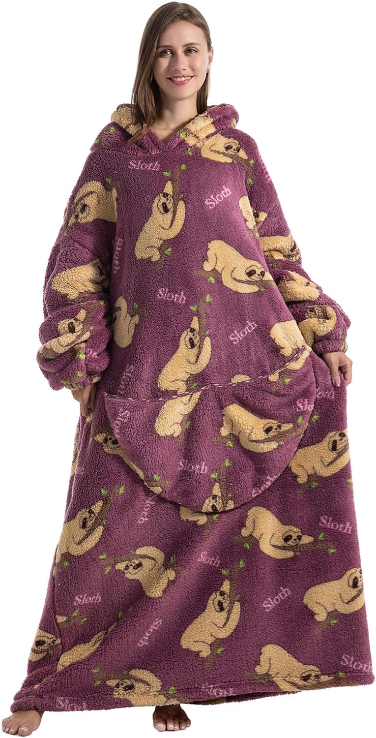 JOREAY Lange Hoodie Decke mit Ärmeln für Damen Herren, Kuschelig Deckenpullover, XXL Übergrosse Deck