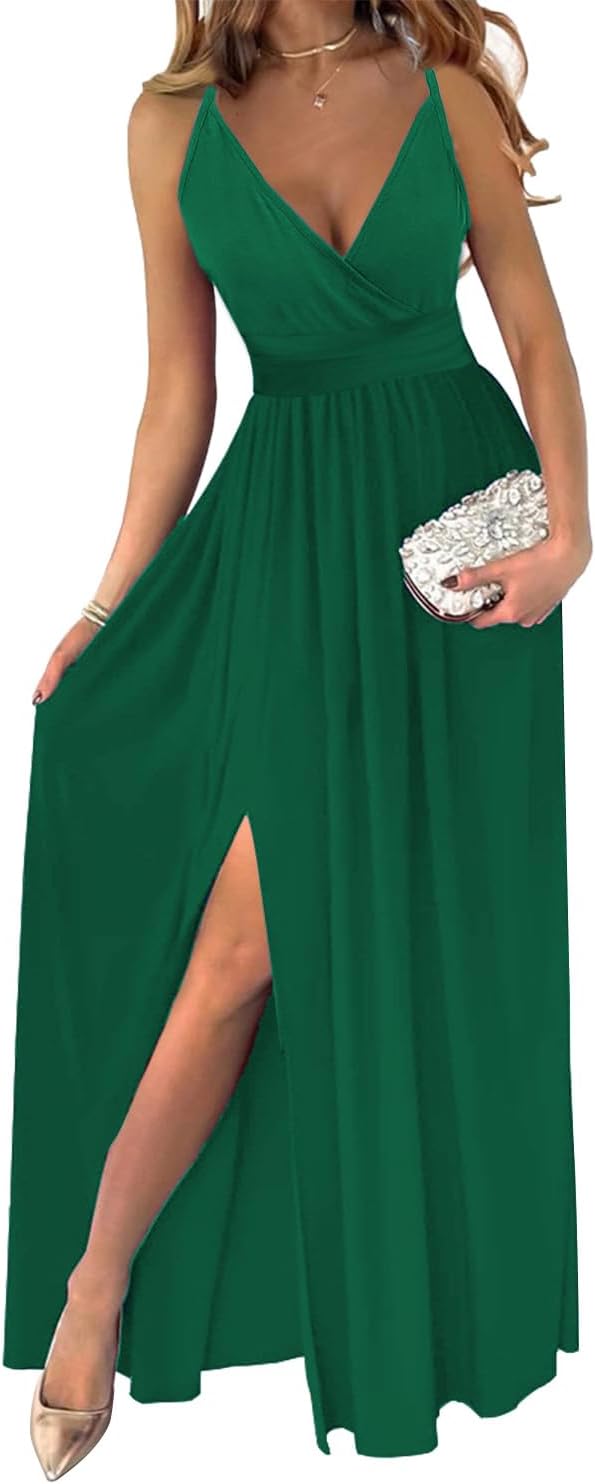 JENJON Damen Sommer Kleid Elegant Off Shoulder Kurzarm Ohne Arm V-Ausschnit Tunika Maxikleider Casua