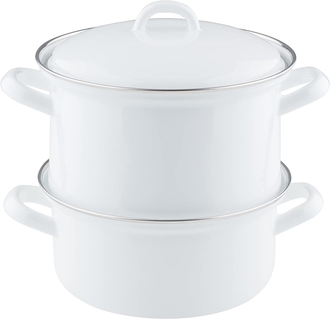 Riess, 0286-033, Kartoffelkocher mit Emaildeckel 18, CLASSIC- WEISS, Höhe 19 cm, Durchmesser 18 cm,