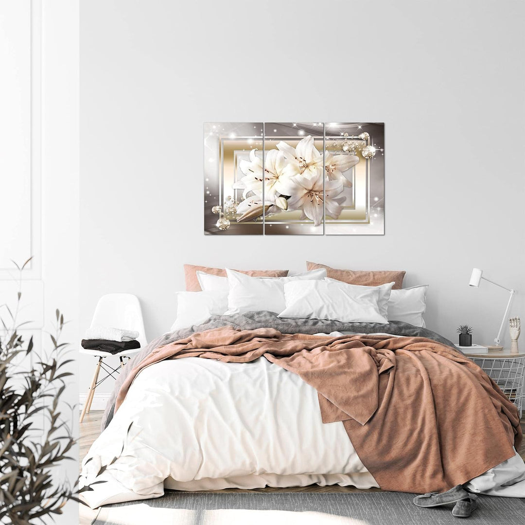 Runa Art Wandbilder Blumen Lilien Bild XXL Wohnzimmer Schlafzimmer Beige Braun Diamant 120 x 80 cm 3