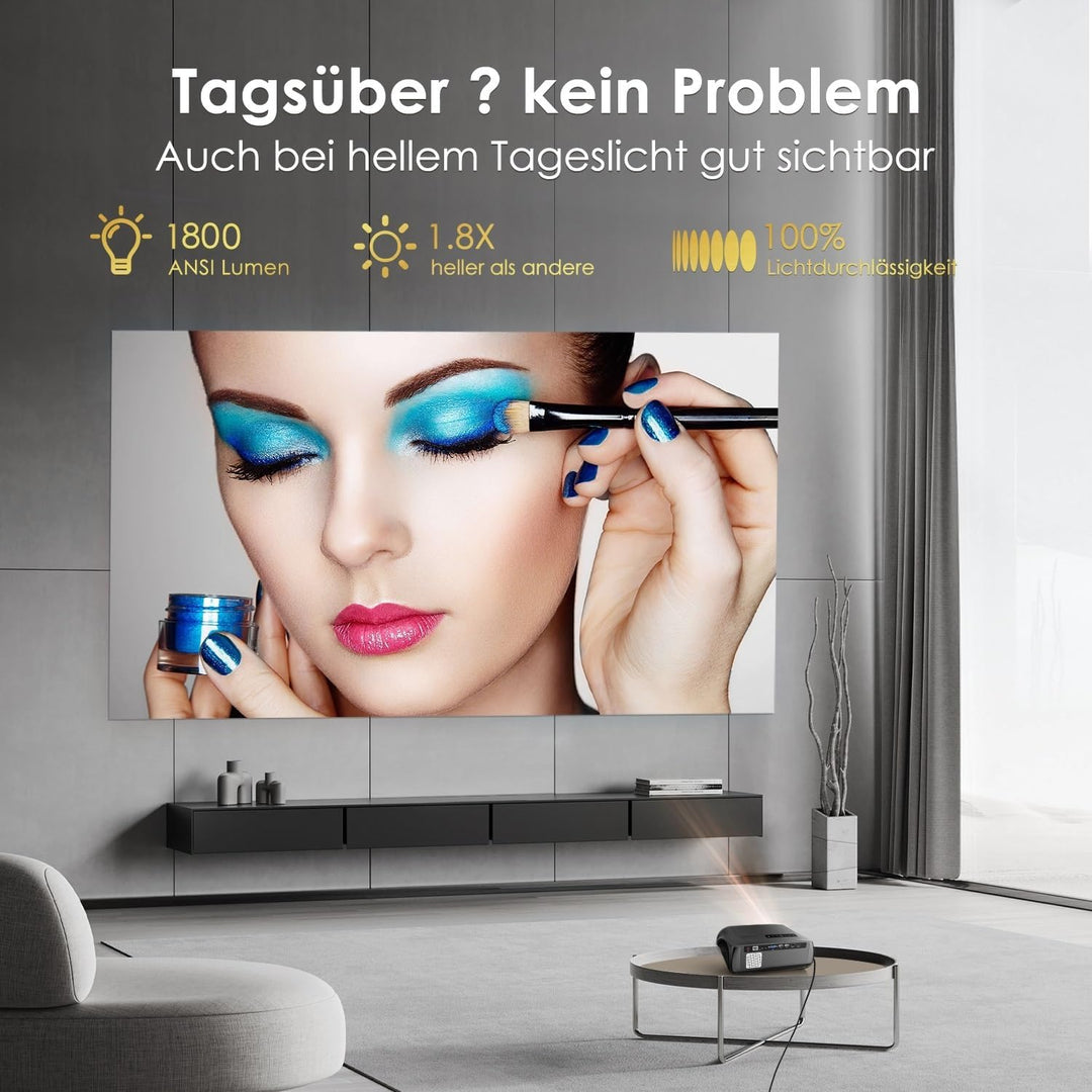 LED Beamer 4K 1800 ANSI Tageslicht Tauglich HDR10+, Smart Beamer Android WLAN Bluetooth 5.2 WIFI6 mi