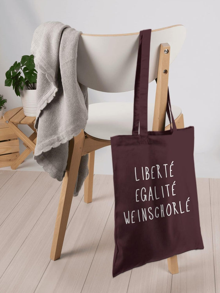 Shirtracer - Baumwolltasche - Sprüche Statement mit Spruch - Liberte Egalite Weinschorle 2 Bordeauxr