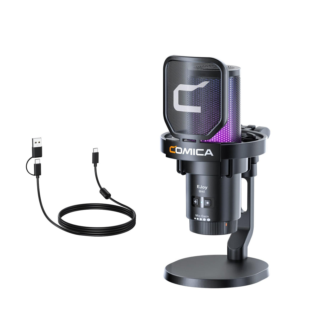 COMICA EJoy Uni USB Mikrofon PC, Gaming Mikrofon für Streaming Podcast Studio, Microphone Pc für PS4