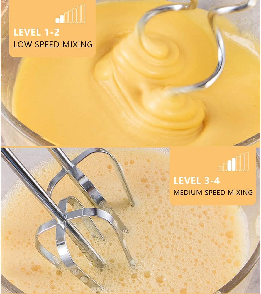 Teig Hand Mixer Set 100W 1.7L Rührmaschine Teigknetmaschine Stabmixer Küchenmaschinen, Rührgeräte, 7