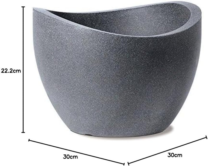Scheurich Wave Globe, Pflanzgefäss aus Kunststoff, Schwarz-Granit, 30 cm Durchmesser, 22 cm hoch, 19