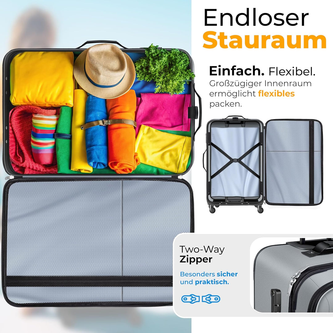 KESSER® Reisekoffer Set 4-teilig | Trolley Kofferset Stoffkoffer mit 3-Ziffern-TSA-Schloss, 360° Rol