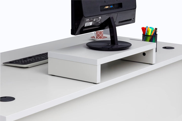 furni24 Monitorständer Holz,Laptop Computer Ständer,Bildschirmständer, Holz Display Stand for Laptop