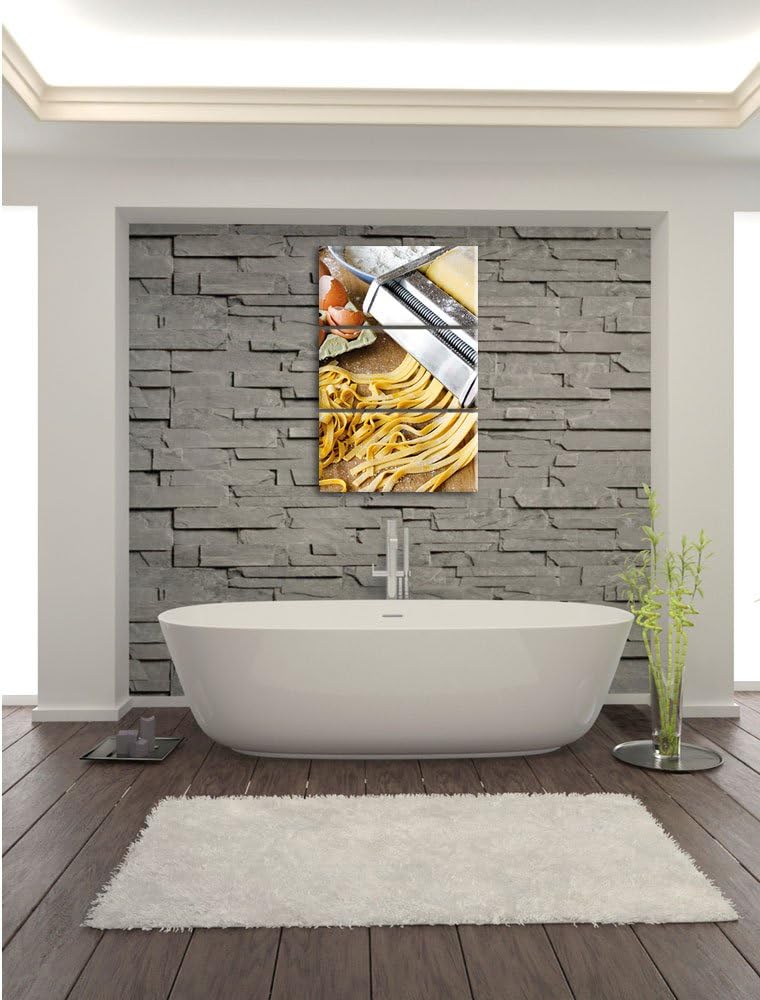 Pixxprint Nudelmaschine Pasta Italia als Leinwandbild | Grösse: 3 Teilig (120x80) | Wandbild| Kunstd